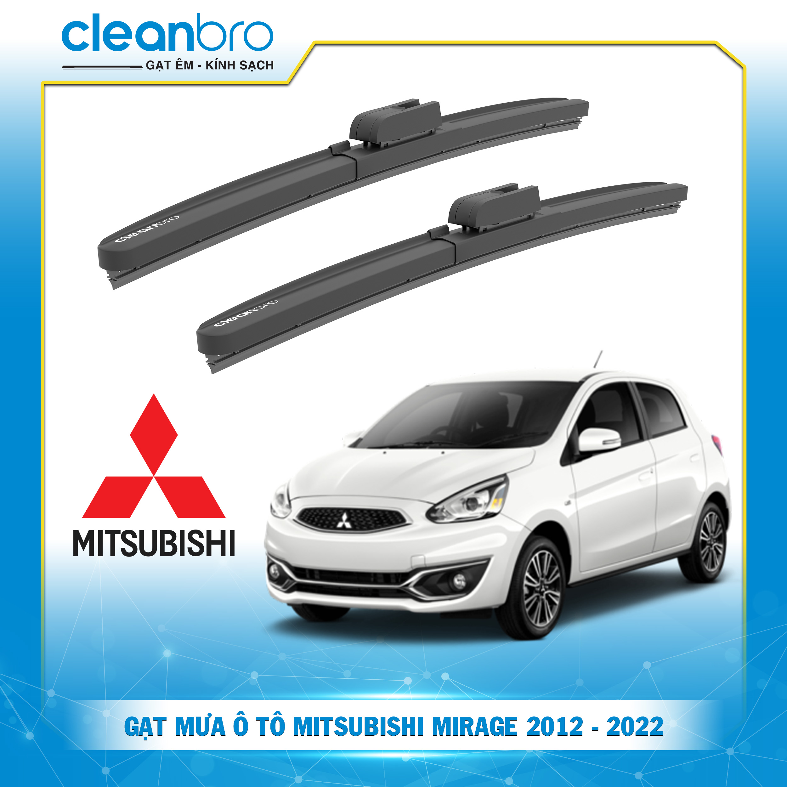 Gạt mưa ô tô hiệu ứng lá sen  Mitsubishi Mirage [2012-2022]